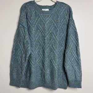 Women’s Large Teal Cable Knit Sweater